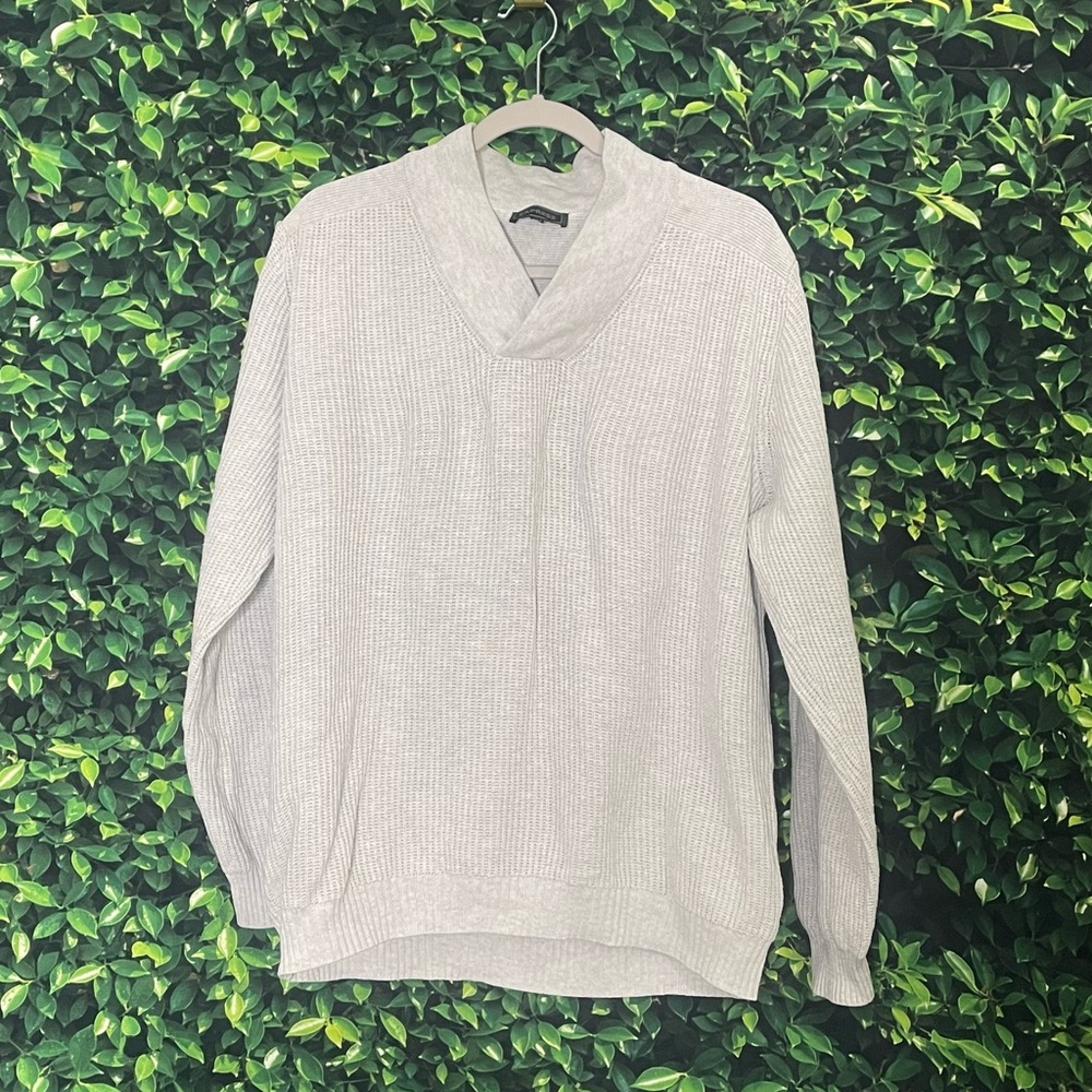 Express Sweater Cotton Pullover Ribbed Knit V Neck Men’s XL Charcoal Gray.